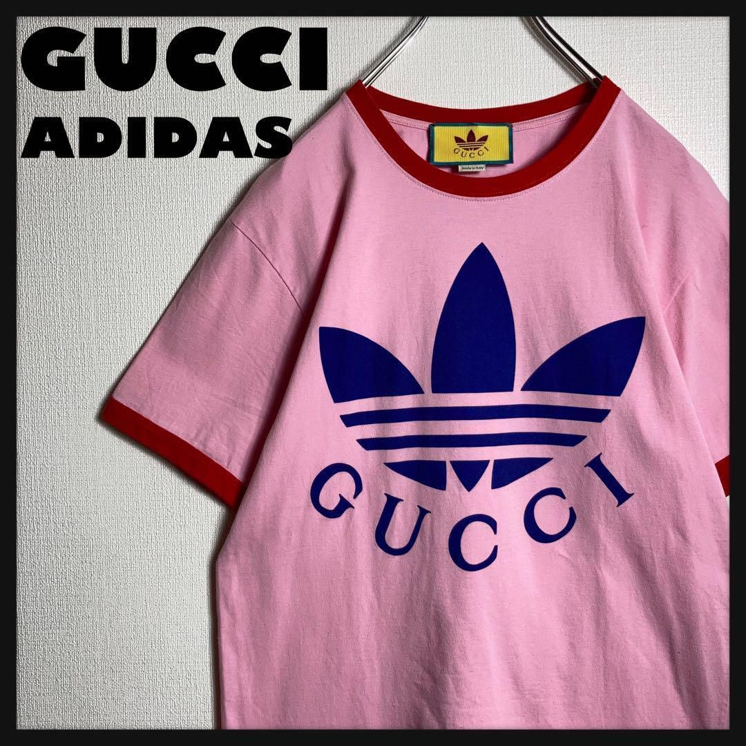 GUCCI adidasピンク ロゴ Tシャツ XS 美品】GUCCI adidas コラボ リンガーTシャツ XS ピンク - メルカリ