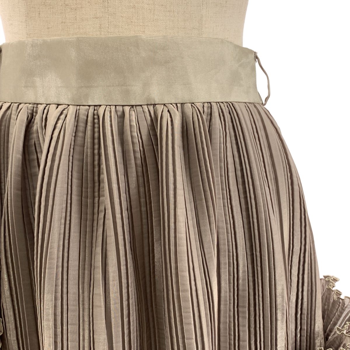 ha za ma ハザマ フリル装飾 ギャザー ボリューム スカート 裏地付き M グレー レディース