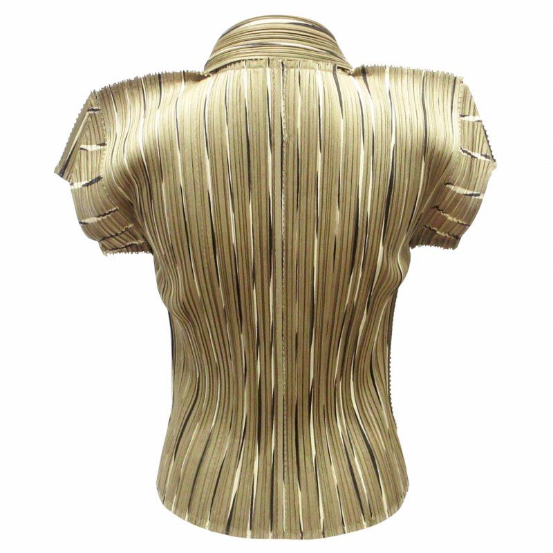 プリーツプリーズ PLEATS PLEASE イッセイミヤケ 美品 開襟シャツ  