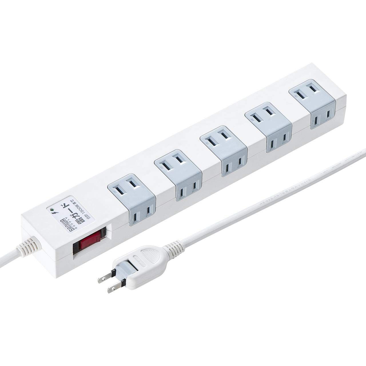サンワダイレクト 電源タップ 10個口 2m 雷ガード マグネット 一括スイッチ ホワイト 700-TAP044W [ホワイト] [2ｍ]