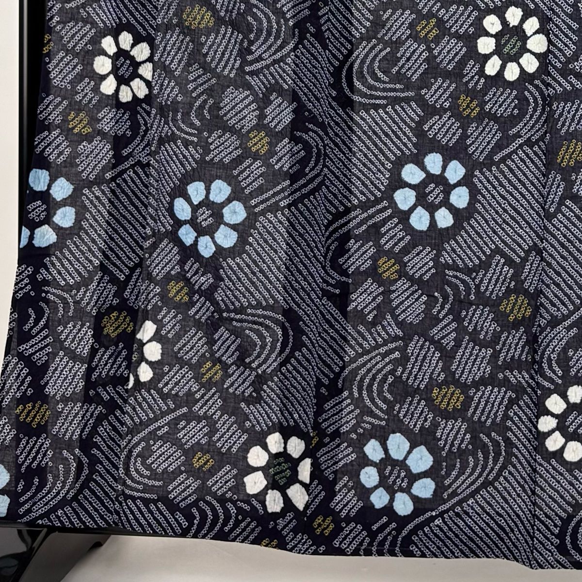 浴衣 身丈161cm 裄丈63cm S 絞り浴衣 花 流水 紺色 綿