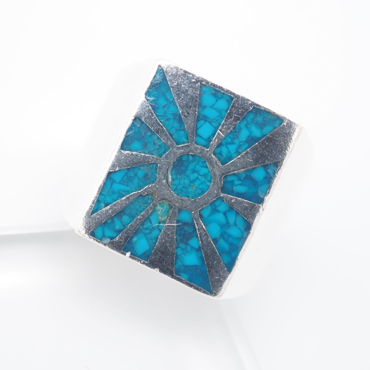 K539 ブルーストーン風 リング インレイ 印台 デザイン シルバー