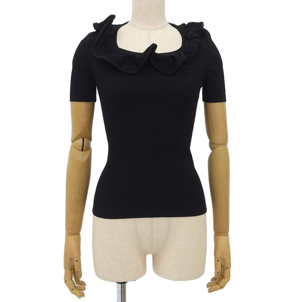 RED VALENTINO レッドヴァレンチノ レーヨン混 半袖ニット トップス レディース 黒 ブラック M P55100336 M