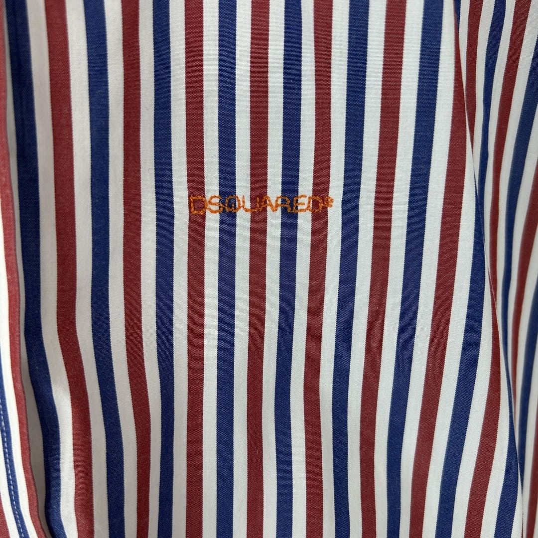 DSQUARED2 ディースクエアード ストライプシャツ 総柄 ダブルカフス  