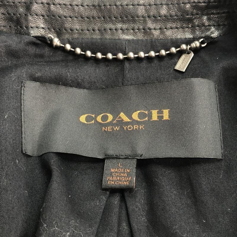 【中古】COACH レザージャケット L ブラック コーチ[10]