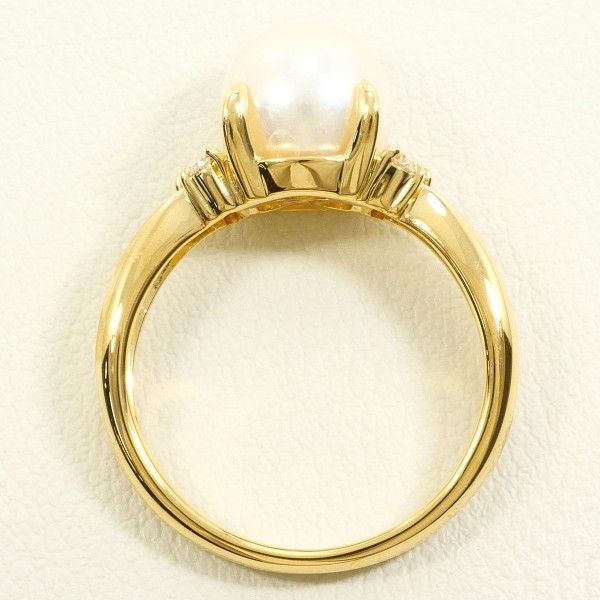 K18YG リング ring 指輪 11.5号 パール（真珠） 約8mm ダイヤ 0.10 総  