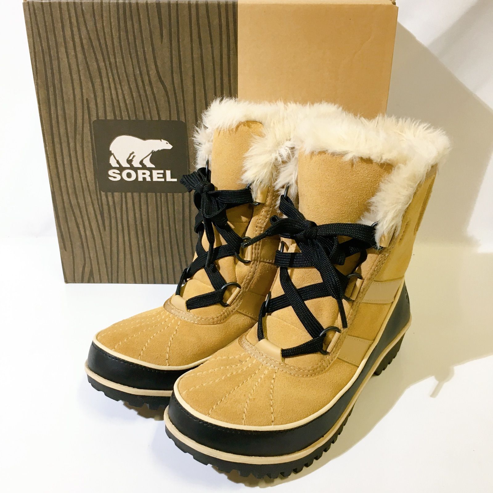 SOREL ソレル ブーツ ベージュ ブラック スエード 起毛 レディース 23.5cm - メルカリ