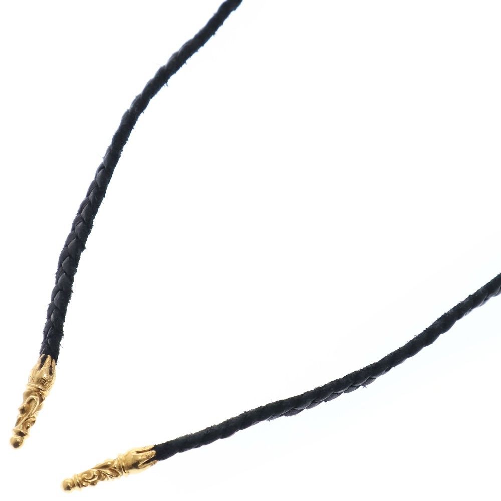 CHROME HEARTS (クロムハーツ) 22K LEATHER BRAID スクロールレザーブレード ゴールドネックレス