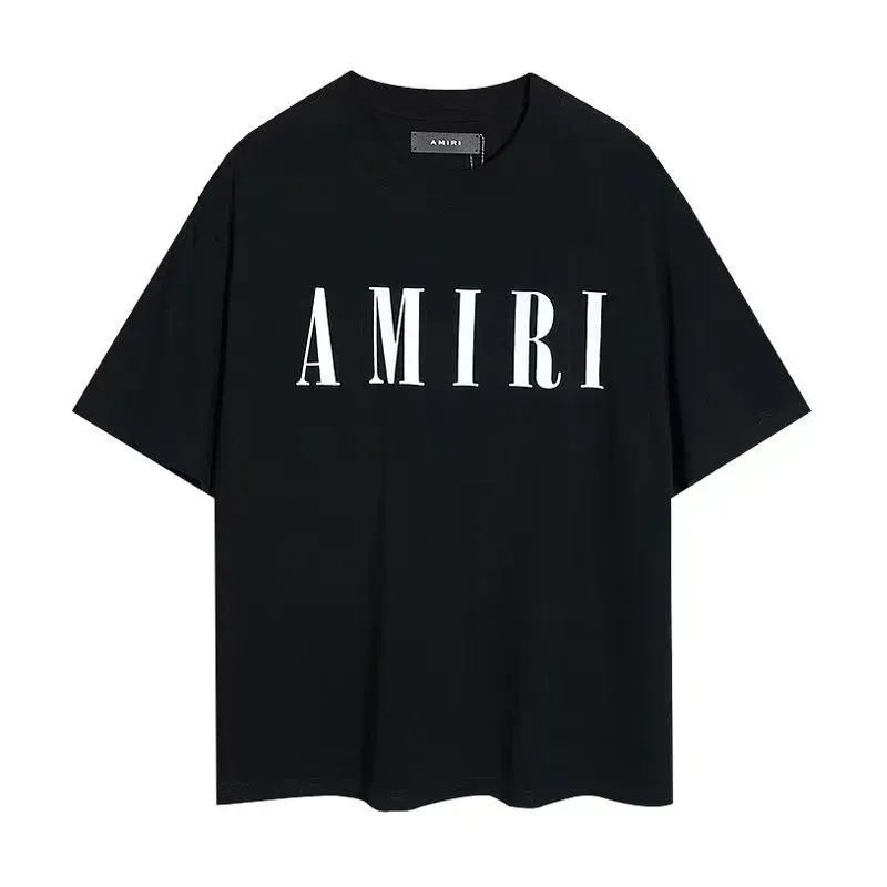 AMIRI* アミリ ロゴ Tシャツ 半袖 クルーネック 単色 定番人気AMIRIアミリ胸ロゴ 半袖クルーネックTシャツ ユニセックス