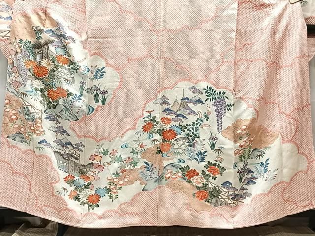 平和屋着物○豪華振袖 刺繍 舞桜 暈し染め 金糸 金彩 仮絵