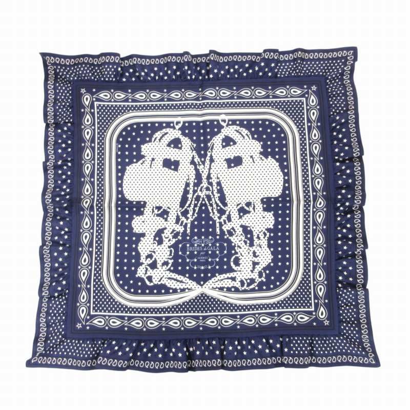 エルメス　レア　カレ70ブリッド・ドゥ・ガラ　ネイビー エルメス HERMES カレ70 BRIDES DE GALA A POIS ブリッド ドゥ ガラ