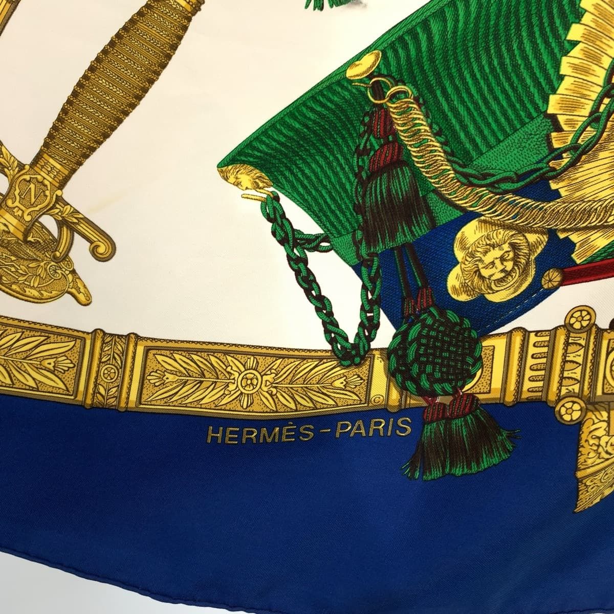 HERMES エルメス GRAND UNIFORME 壮大な制服 カレ 90 ブルー 青