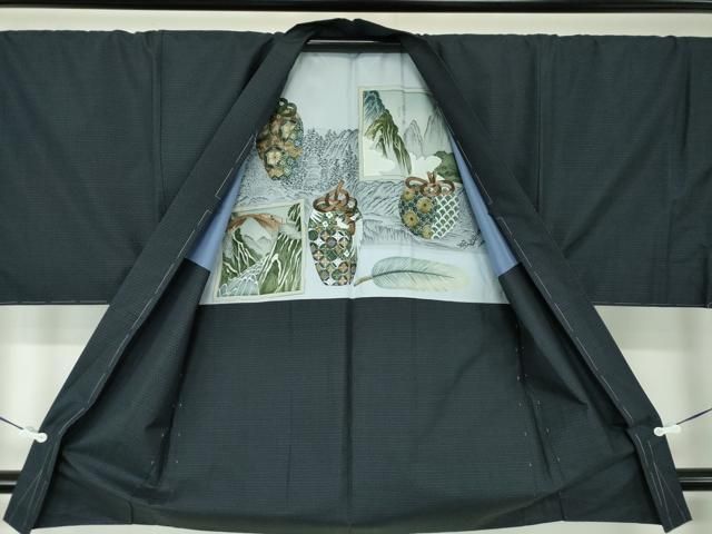 平和屋着物○男性 本場大島紬 アンサンブル 長羽織 80亀甲 総詰め 本武