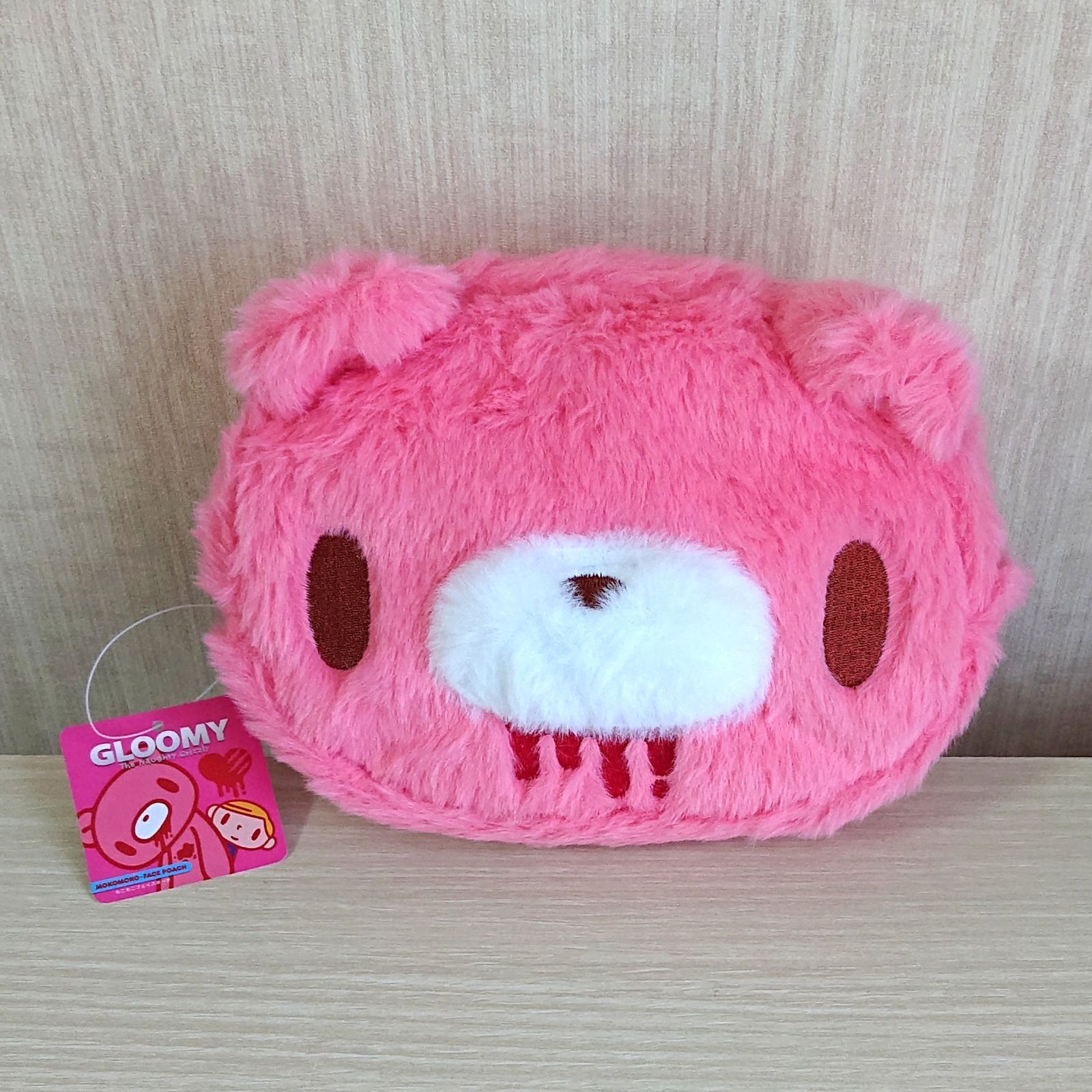 グルーミー もこもこフェイスポーチ ピンク ぬいぐるみポーチ