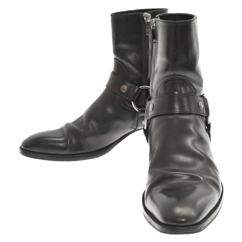 SAINT LAURENT PARIS (サンローランパリ) Classic Wyatt Harness Ring Boot ワイアットハーネス  ショートレザーリングブーツ 496880-AQS00-1000 ブラック - メルカリ