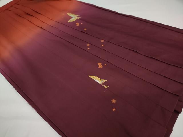 平和屋着物●女性 行灯袴 総刺繍 花蝶文 暈し染め 金糸 洗える着物 DAAY5255ud