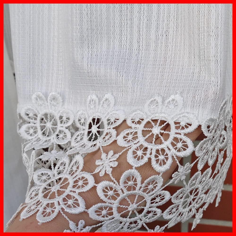 暑さ対策 ギラギラ感の少ない遮熱生地で外部からもおしゃれに お花レース付き カフェカーテン 細幅 縦45 冷暖房効率アップ 遮熱や防炎 どんなお部屋にもマッチします 北欧小窓用 涼やか おしゃれ