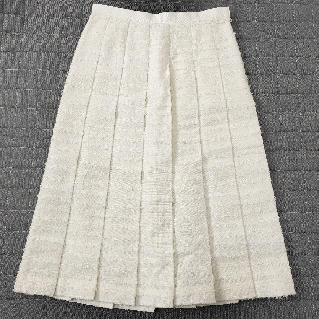 leur logette ルールロジェット ツイード 太プリーツ タックスカート 白 ホワイト サイズ1 S M