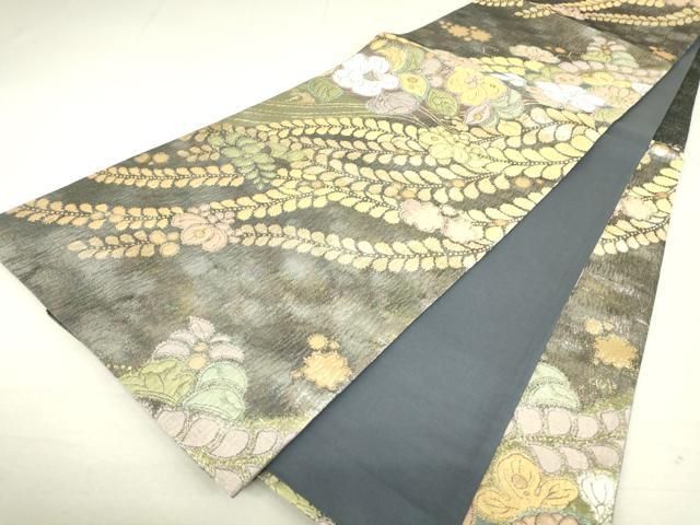 平和屋着物▽六通柄袋帯 辻が花 金糸 正絹 逸品 DAAT9765az
