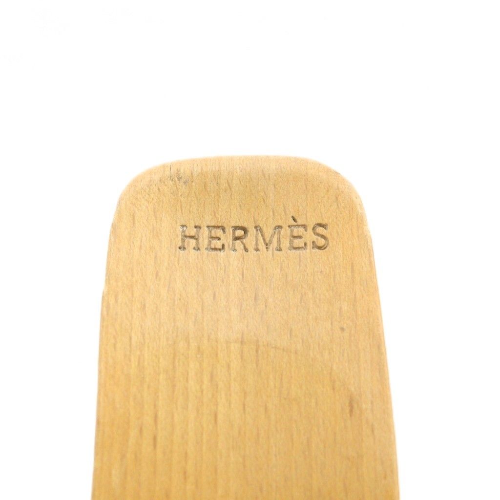 エルメス HERMES サンダル ヒール ウッド レザー 37 黒 ブラック