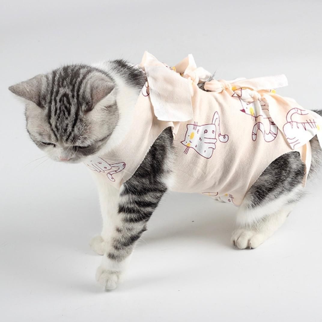 術後服　猫　ネコ　ねこ　ストリングタイプ　Lサイズ　猫柄　皮膚保護　傷舐め防止　新品未使用　匿名配送