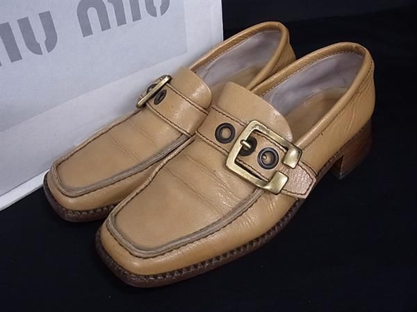 miumiu ミュウミュウ レザー ローヒール ローファー 表記サイズ