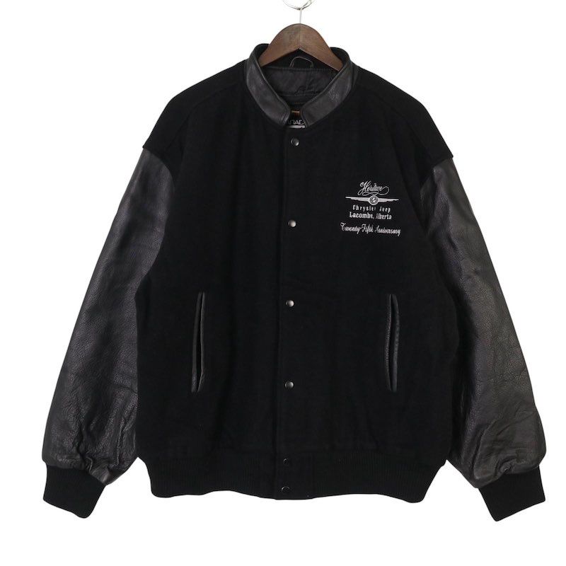 CANADA SPORTSWEAR ウールスタジアムジャケット レザー袖 中綿 メンズUS-XL ブラック hjc-0017