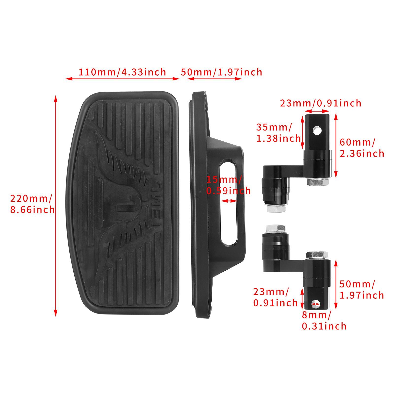 VT750 VTX1300 VTX1800 対応 乗客用フットペグ 前後大脚踏板 ブラック メッキ 高品質ステップ 改装用 BRIGHTFACE_UK