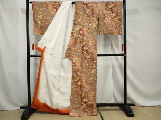 平和屋着物▽上質な小紋 単衣 かんざし 金彩 正絹 逸品 BAAS1611ow 平和屋