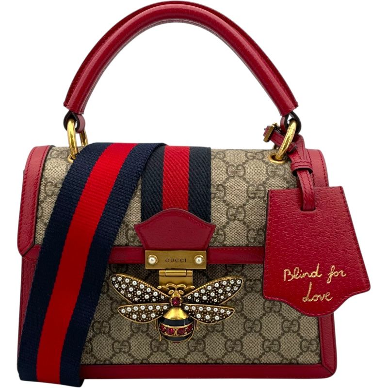 グッチ GUCCI クイーンマーガレット 476541 ベージュ レッド GD金具 GGスプリーム メンズ ハンドバッグ