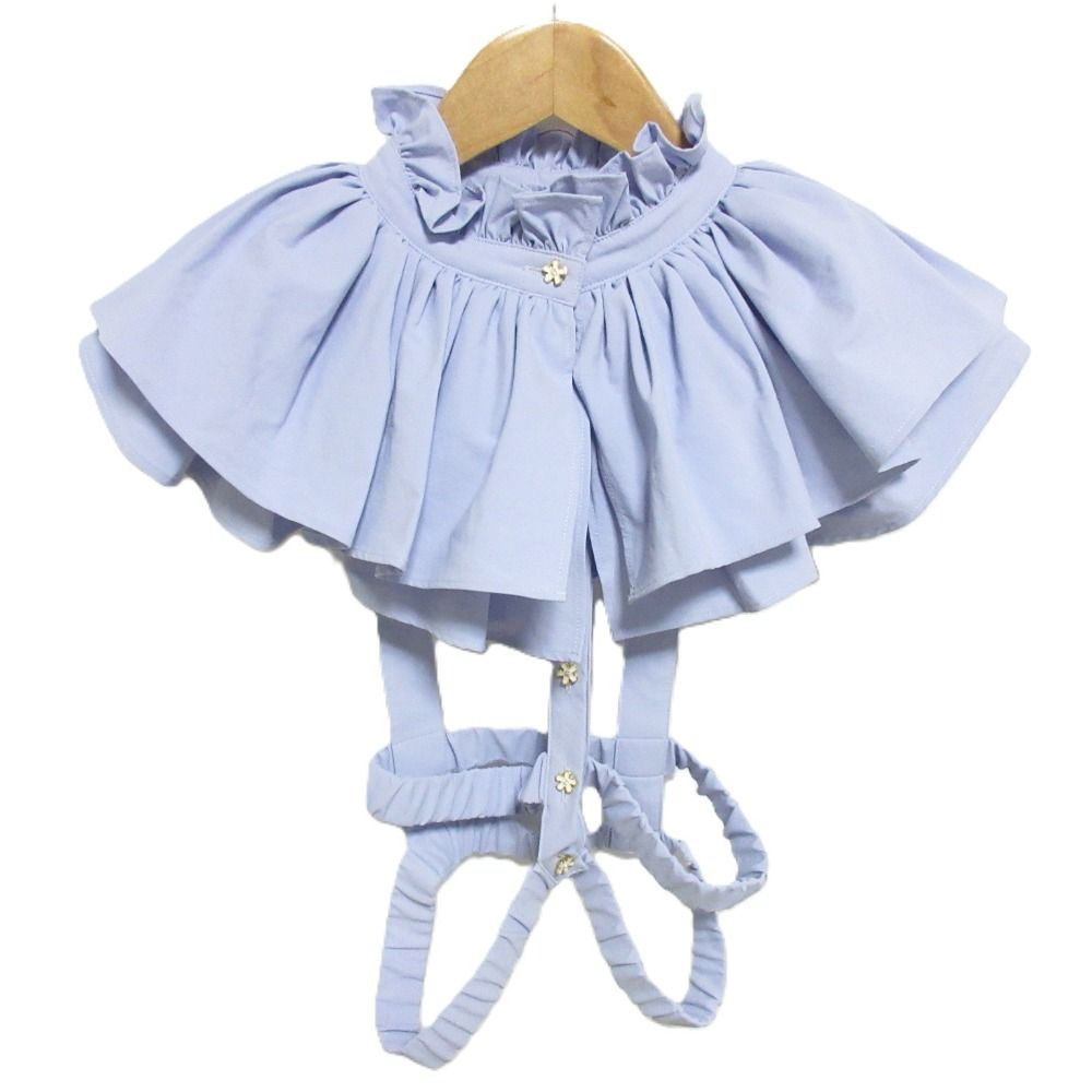 22SS SIIILON シーロン Ruffled shirt collar ラッフルシャツ 襟 S ライトブルー レディース 古着