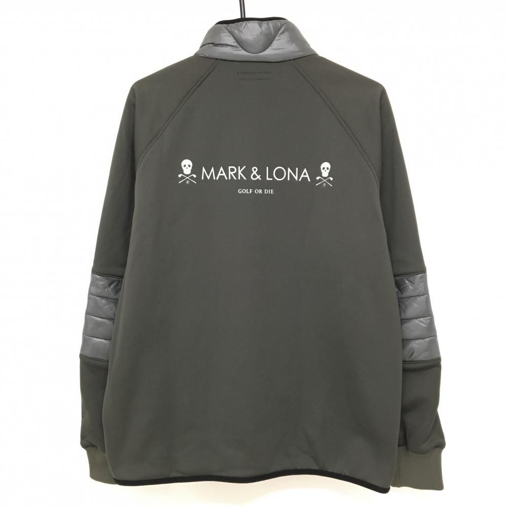 超 マークアンドロナ 異素材中綿ジャケット カーキ 一部中綿 スカル メンズ 50 XL ゴルフウェア MARK&LONA