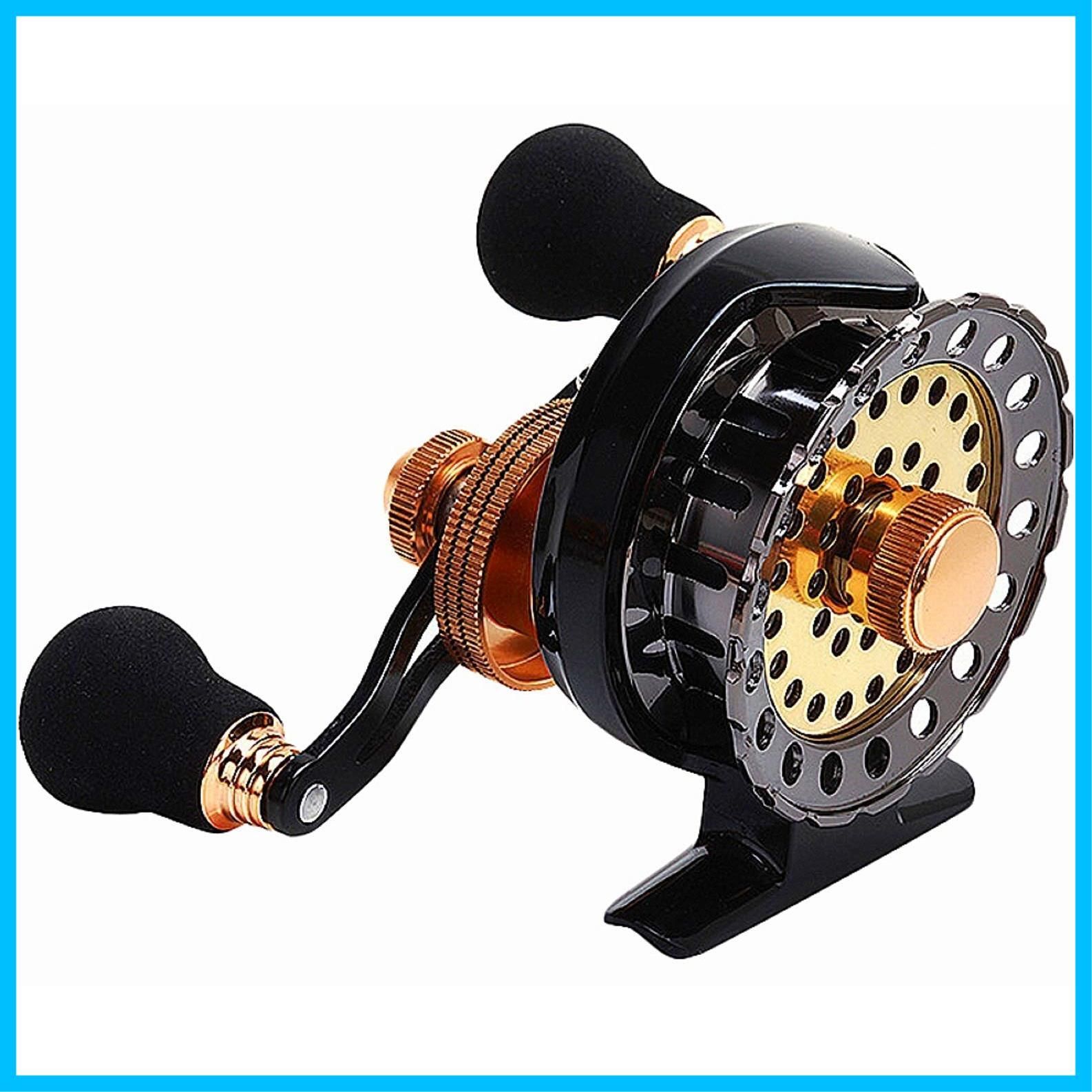 穴釣り カセ釣り 落とし込みクラッチ ワカサギ釣り 筏釣り ドラグ機能付き クロダイ チヌ リール ブラック合金 釣り heizi