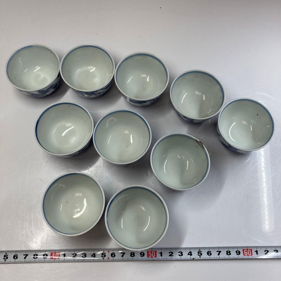 仁阿弥道八 青華煎茶碗10客 木箱付 直径6.2㎝ 本