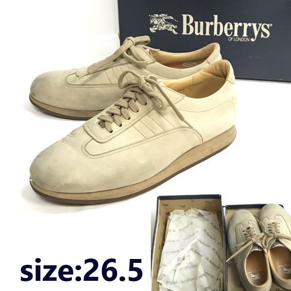 バーバリー|BURBERRY 本革|ヌバックレザーシューズ|スニーカー 26.5|ベージュ|beige おまけ靴 き|sneakers|Shoes|trainers◆sB-003<sale>
