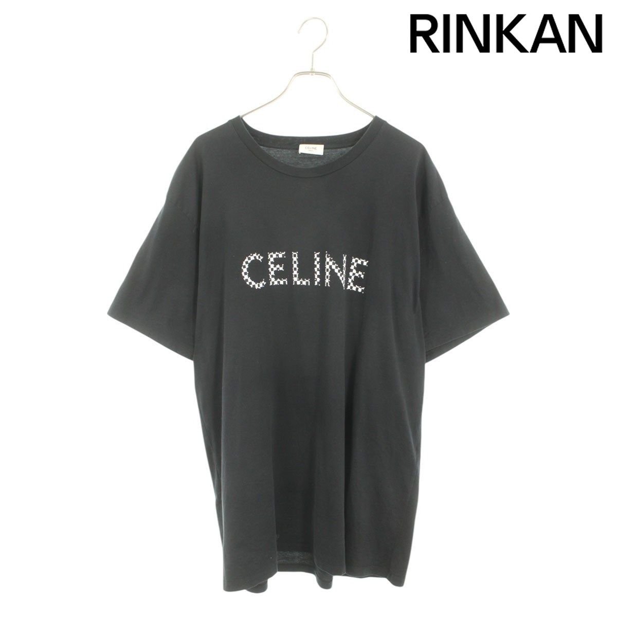 セリーヌバイエディスリマン  21AW  2X800501F チェッカースタッズロゴプリントTシャツ メンズ XXL