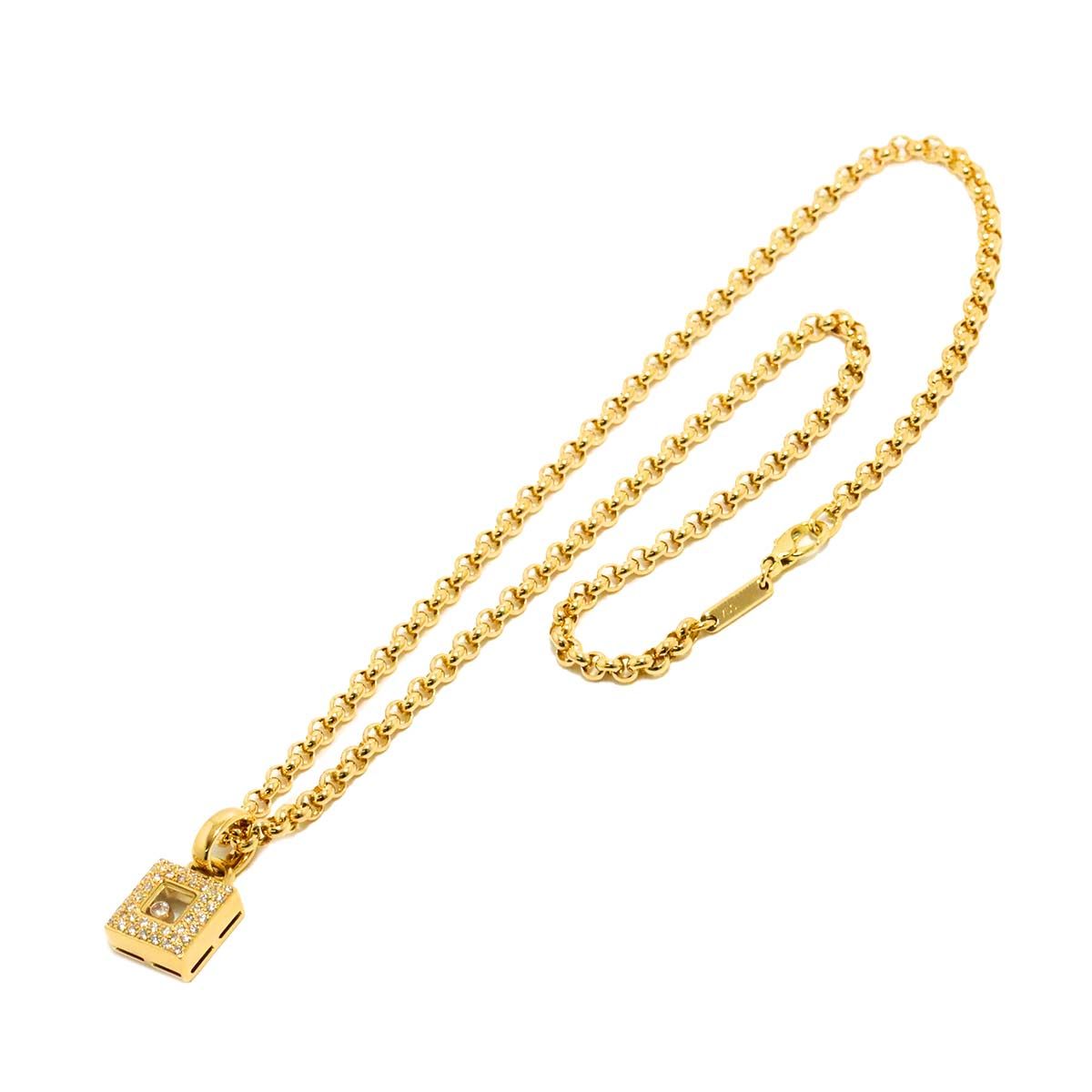 ショパール Chopard ハッピー ダイヤ ネックレス 42cm K18 YG イエロー  