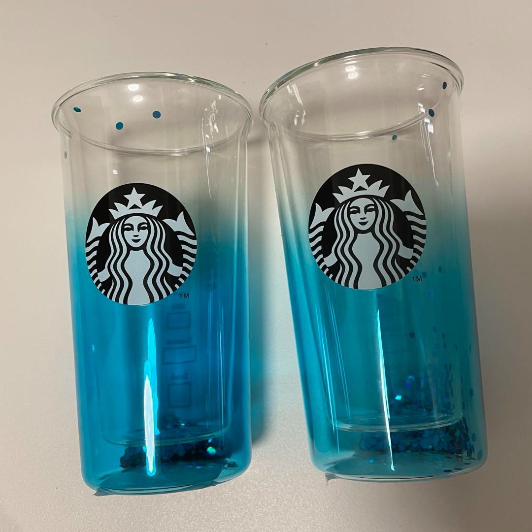 Starbucks - スタバ ダブルウォール耐熱グラス ターコイズ グラデーション 355ml ２個 Amazon | Starbucks スタバ スターバックス ダブルウォール耐熱