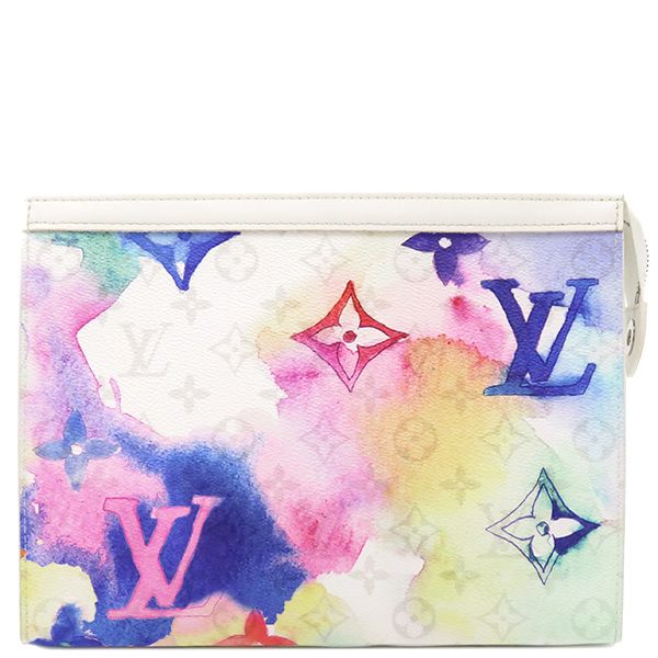 ルイヴィトン LOUIS VUITTON セカンドバッグ ポシェット ヴォワヤージュ MM モノグラムキャンバス ウォーターカラー シルバー金具 白 クラッチバッグ   M30395 TA0241【中古】