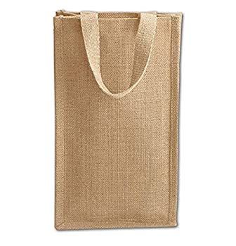 SHOPINSA ワインバッグストア ジュート黄麻布 2本入り ワインギフトトートバッグ サイズ8インチ x 4インチ x 14インチ