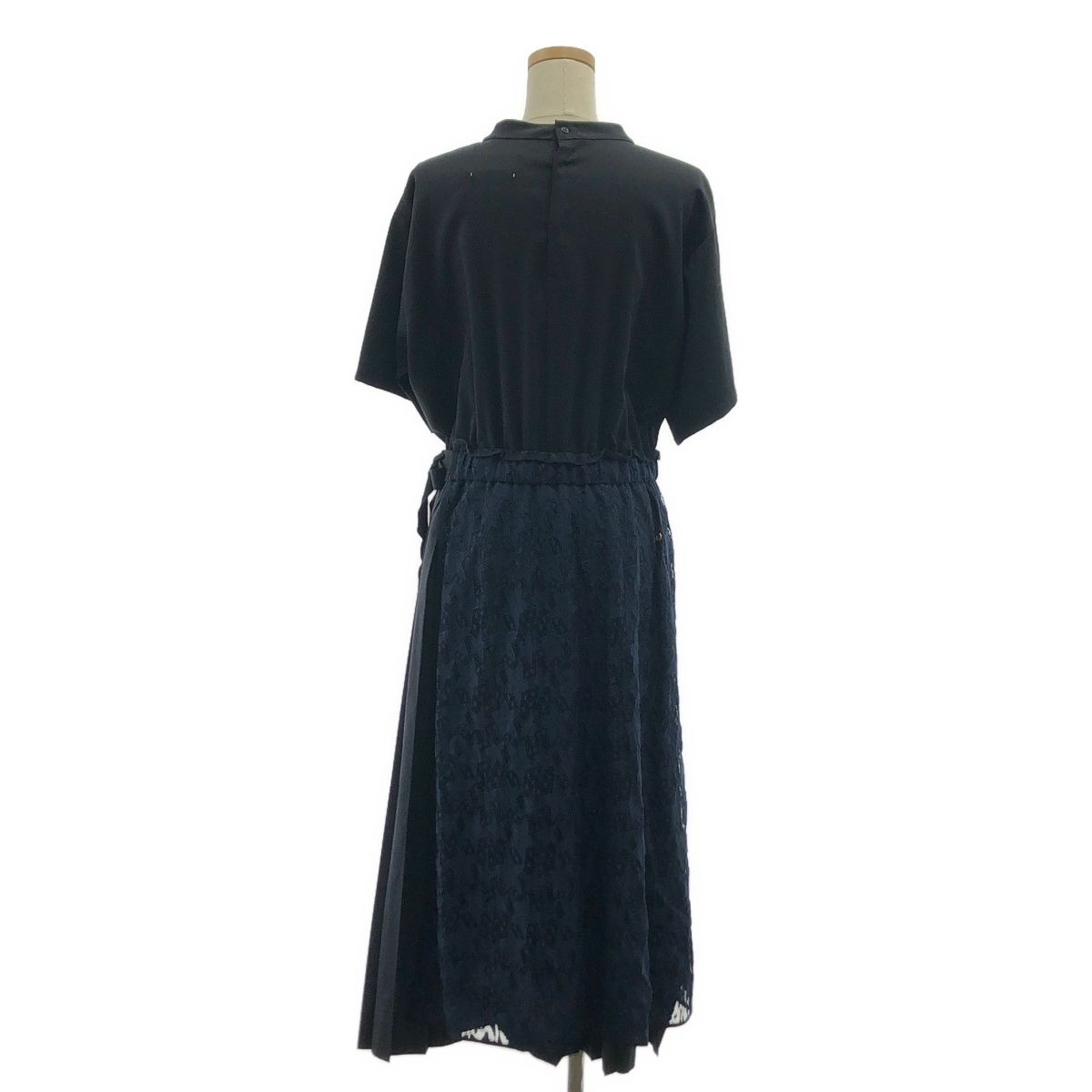 美品MUVEIL ネイビー レース ワンピース 半袖 MUVEIL / ミュベール | 星柄レースドッキングOP ロング