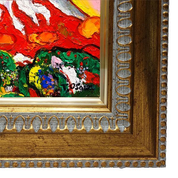 油彩画　50号 油彩画 SM号 大沢武士 「赤富士」 額入り 真筆 手描き 肉筆画