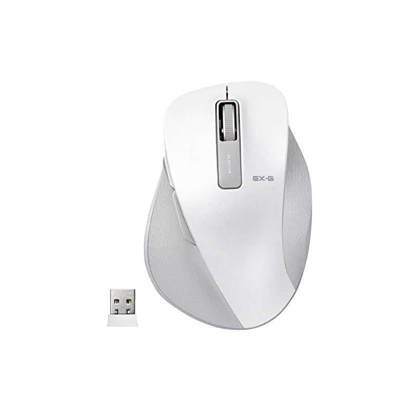 エレコム マウス ワイヤレス (レシーバー付属) Lサイズ 5ボタン (戻る・進むボタン搭載) BlueLED 握りの極み ホワイト M-XGL10DBWH
