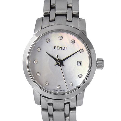 美品》FENDI 腕時計 ホワイトシェル クラシコ 2100L 11Pダイヤn - 時計