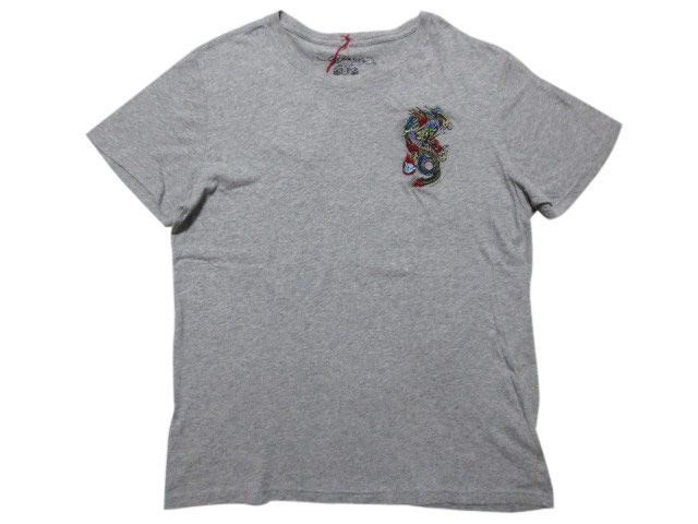 Ed Hardy エドハーディー ドラゴン 刺繍 Tシャツ グレー サイズ