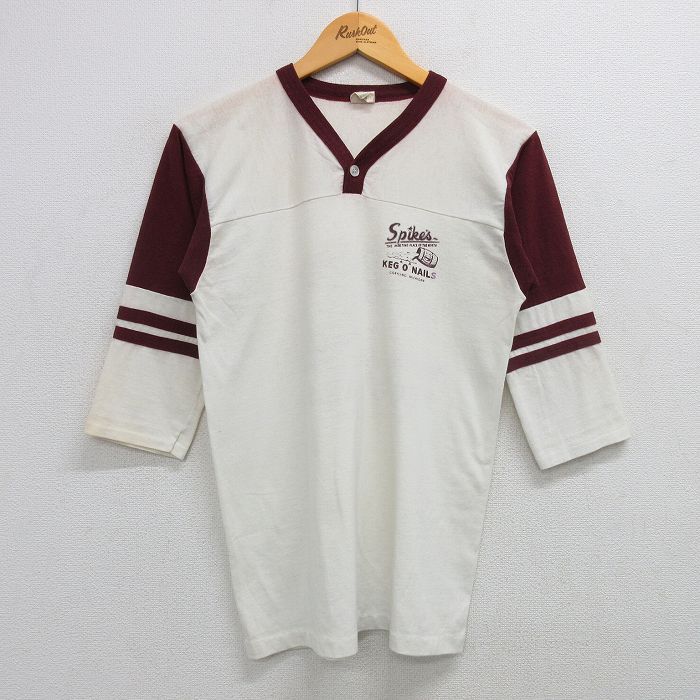 S/古着 7分袖 ビンテージ フットボール Tシャツ メンズ 80s