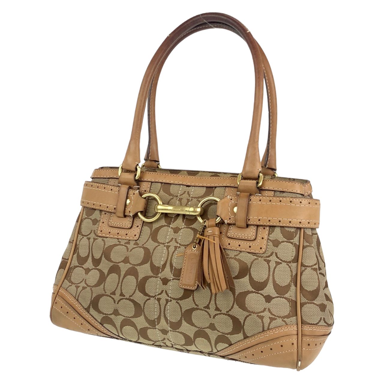 COACH コーチ シグネチャー ベージュ ライトブラウン ゴールド