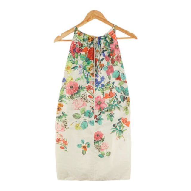 1000円以上送料無料。 モンクレール ワンピース 花柄 フラワー サイズ38 Aランク マルチカラー アイボリー ホワイト MONCLER 送料無料 名谷店