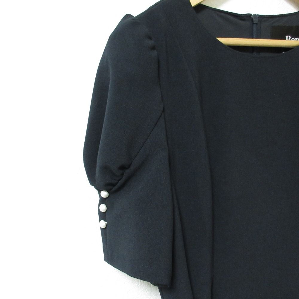 Rene ルネ コーティングパール ストレッチ パフスリーブ フレアワンピース 新品同様 23SS Rene ルネ コーティングパール ストレッチ