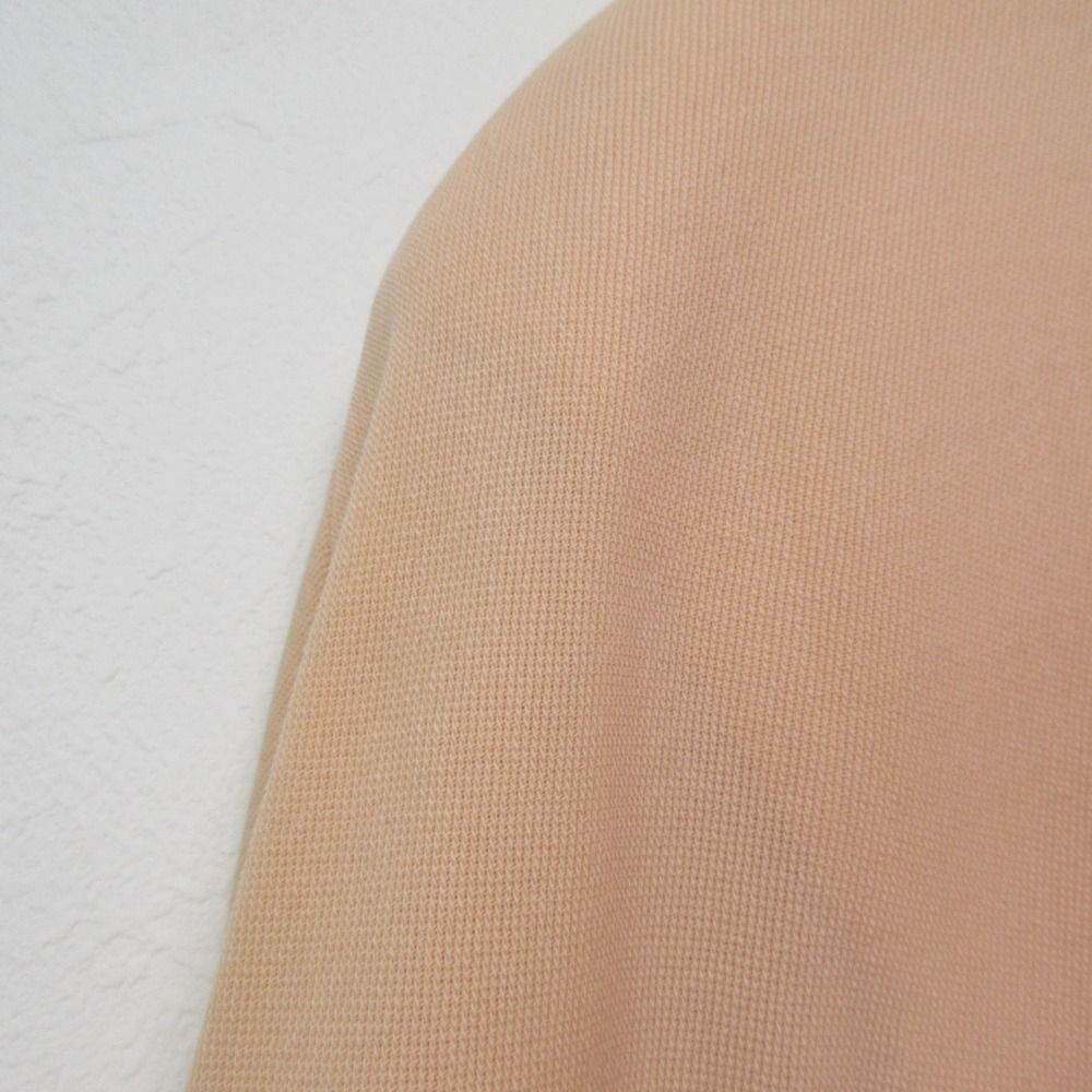 良品 Thierry Mugler ティエリーミュグレー ウール ノーカラージャケット+ひざ丈スカート セットアップ オレンジベージュ系 レディース 古着  USED